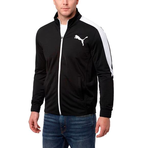 Puma Mens Black White Contrast Long Sleeve Pocket Full Zip Track Jacket XL $75 - Picture 1 of 14